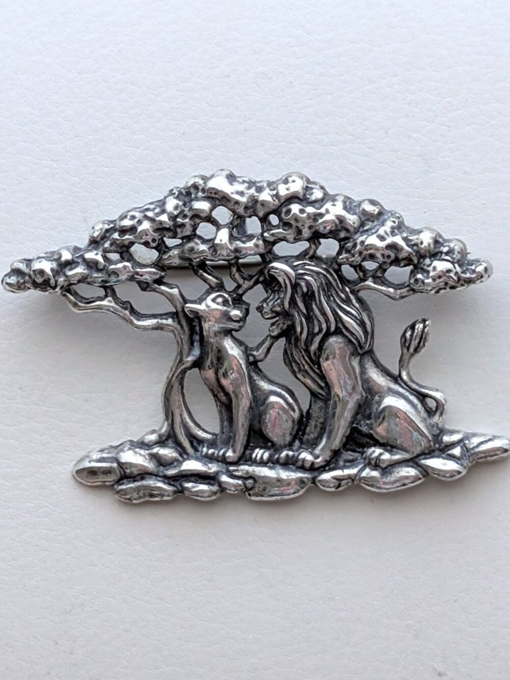 Vintage 90s Disney Gallery Sterling Silver Simba & Nala Lion King Pendant Brooch